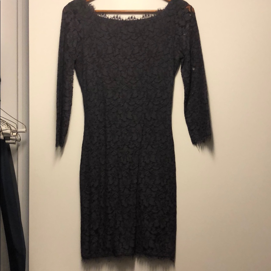 Dvf Zarita Lace Dress In Gray